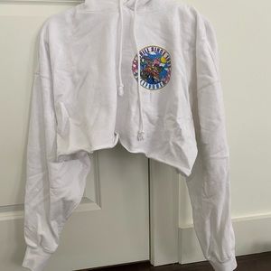 Cropped graphic hoodie